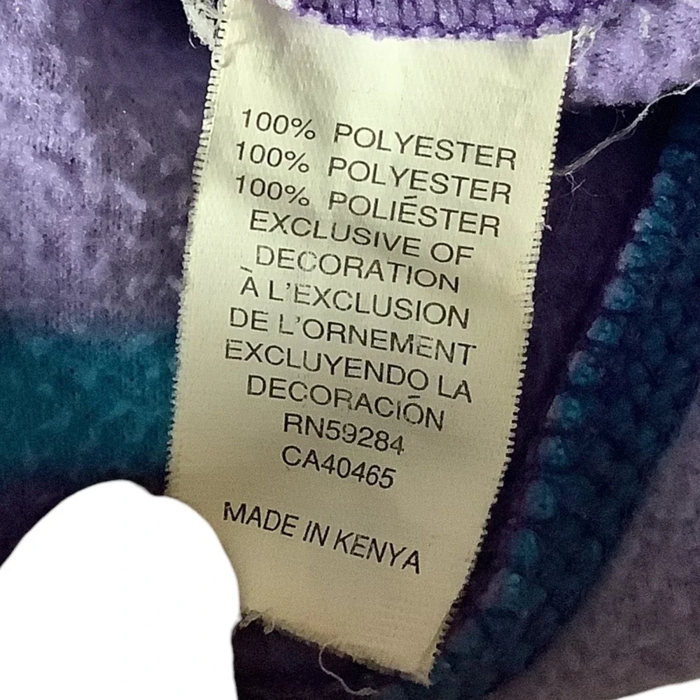 The Children's Place Girls Stripe Fleece Hoodie Pullover Purple Blue Size M 7 8